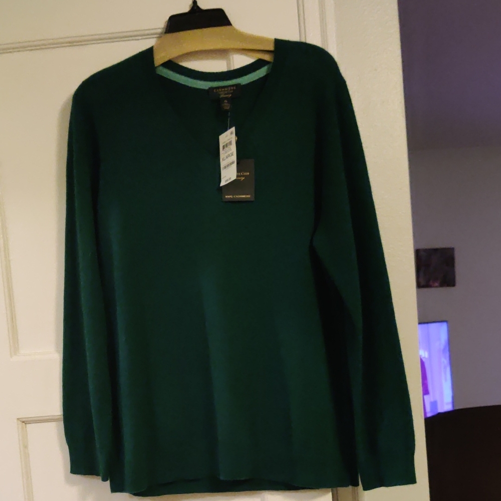 Charter Club Women's Green V-Neck Sweater